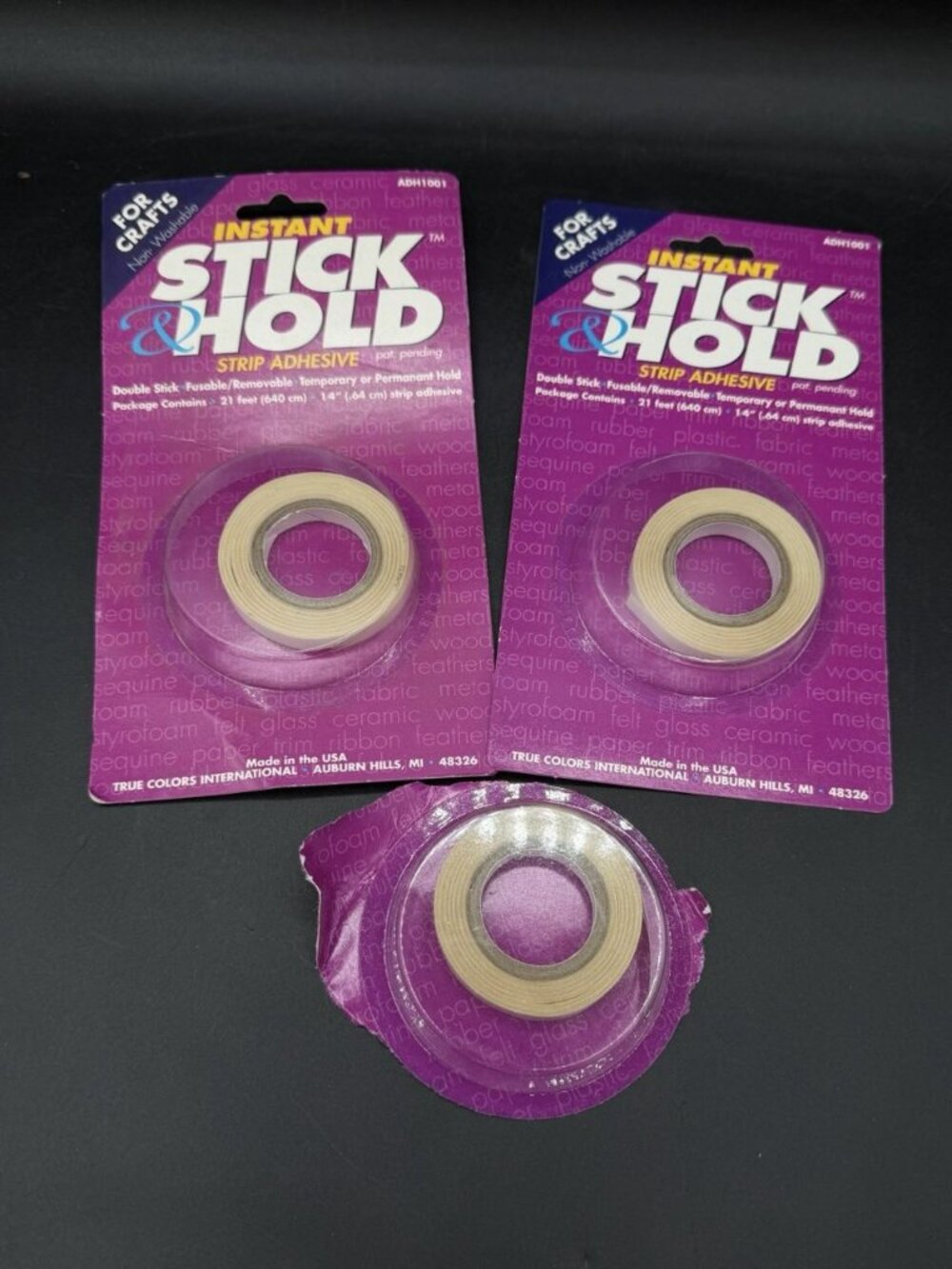 True Colors Roll Adhesive Instant Stick & Hold Doll Hair New Lot 3 ADH 1001